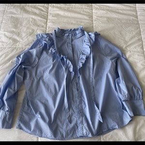 Haute Monde Blue Ruffle Top Size 3XL